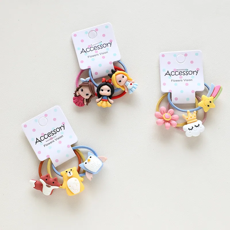 

3pcs/lot New Cute Cartoon Flower Princess Headwear Kids Elastic Hair Bands Children Ropes Girls Accessories Baby Headdress