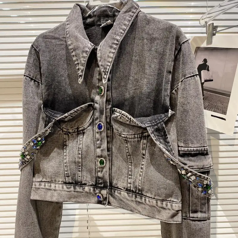 

Повседневные куртки из двух частей, винтажные топы, демисезонные однотонные куртки с отложным воротником, однобортные женские пальто с апп...