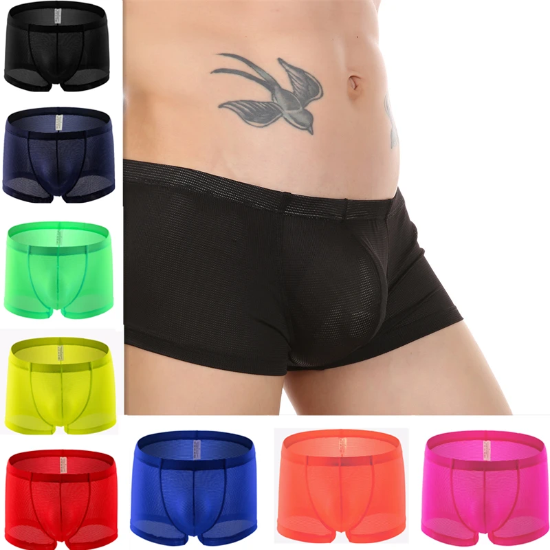 

Men's Sexy Sports Panties Male Underwear Translucent Man Boxer Shorts U Convex See Through Breathable Comfy Underpants
