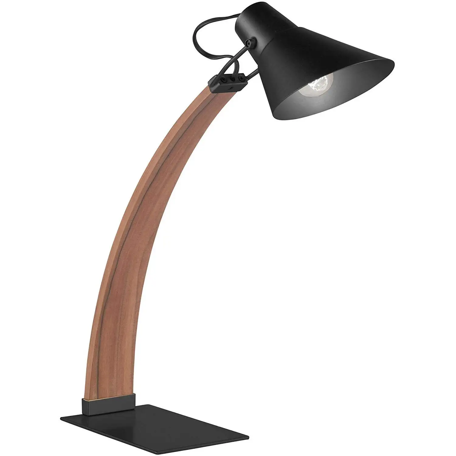 

Noah Mid-Century Modern Table Lamp, Wood/Black