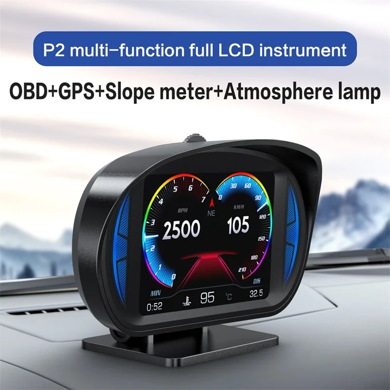 

Автомобильный дисплей HUD Dual System OBD2 GPS, цифровой спидометр с сигнализацией о превышении скорости, напряжении и усталости