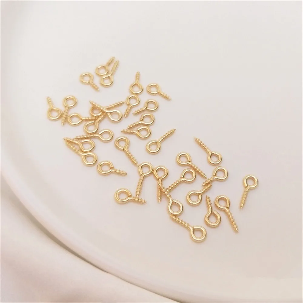 

14K Gold Filled Plated Sheep eye nail 9 word needle screw pendant ring hanging ring handmade diy pearl first jewelry accessories