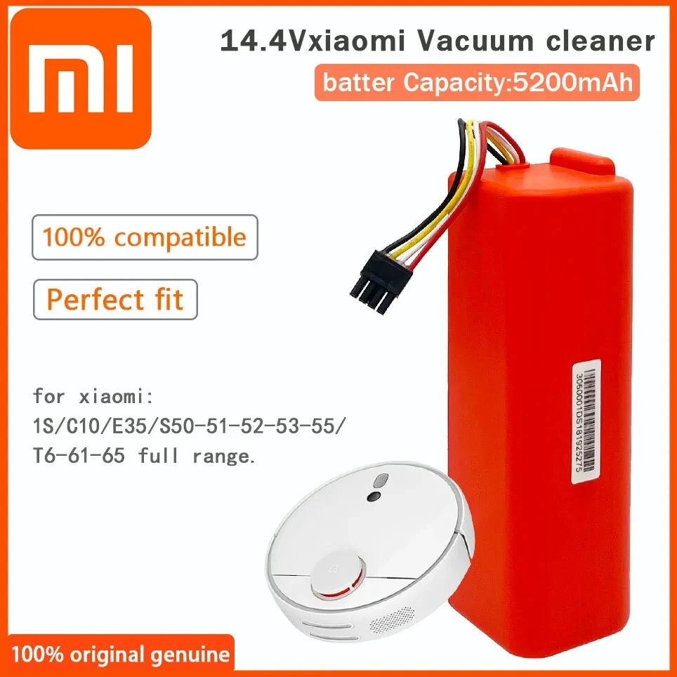 

Xiaomi 14.4V Li-ion 5200mAh Robot Vacuum Cleaner Replacement Battery for Xiaomi Robot RoborockS50 S51 S55Accessories Spare Parts