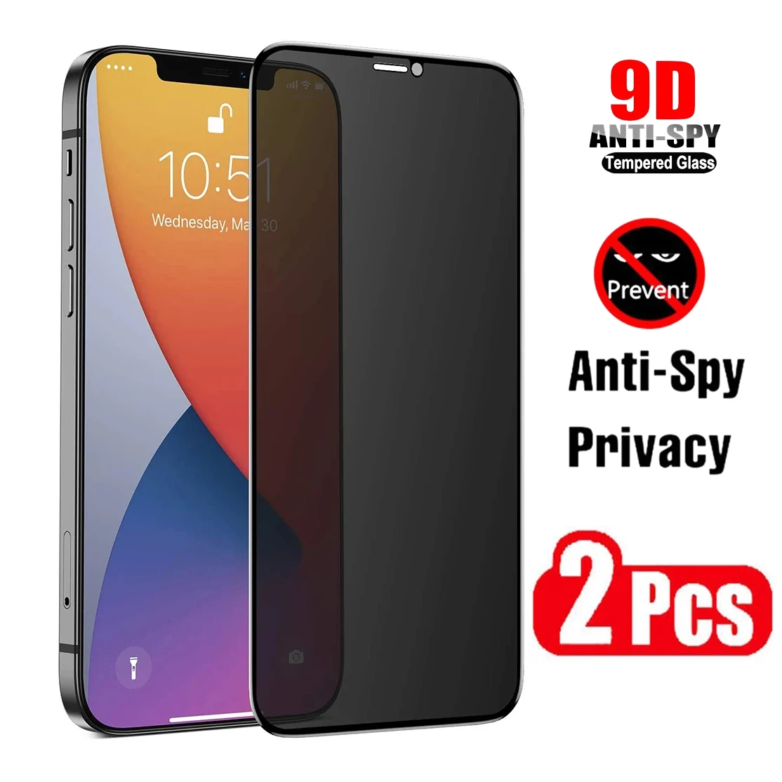 2 Pack Military Grade Shatterproof Privacy Protection Film For iPhone 13 12 11 Xs Max Pro X XR 6 7 8 Plus SE 3 Protective Film