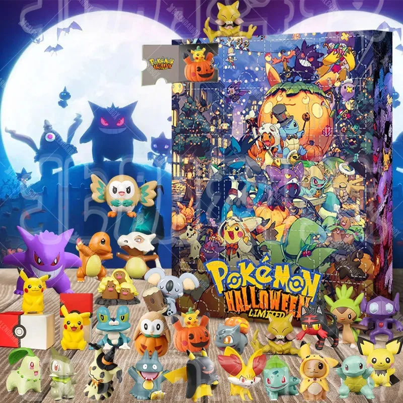 

24pcs Pokemon Cartoon Animation Limited Edition Halloween Calendar Blind Box Doll Ornaments Children's Toys Christmas Gifts