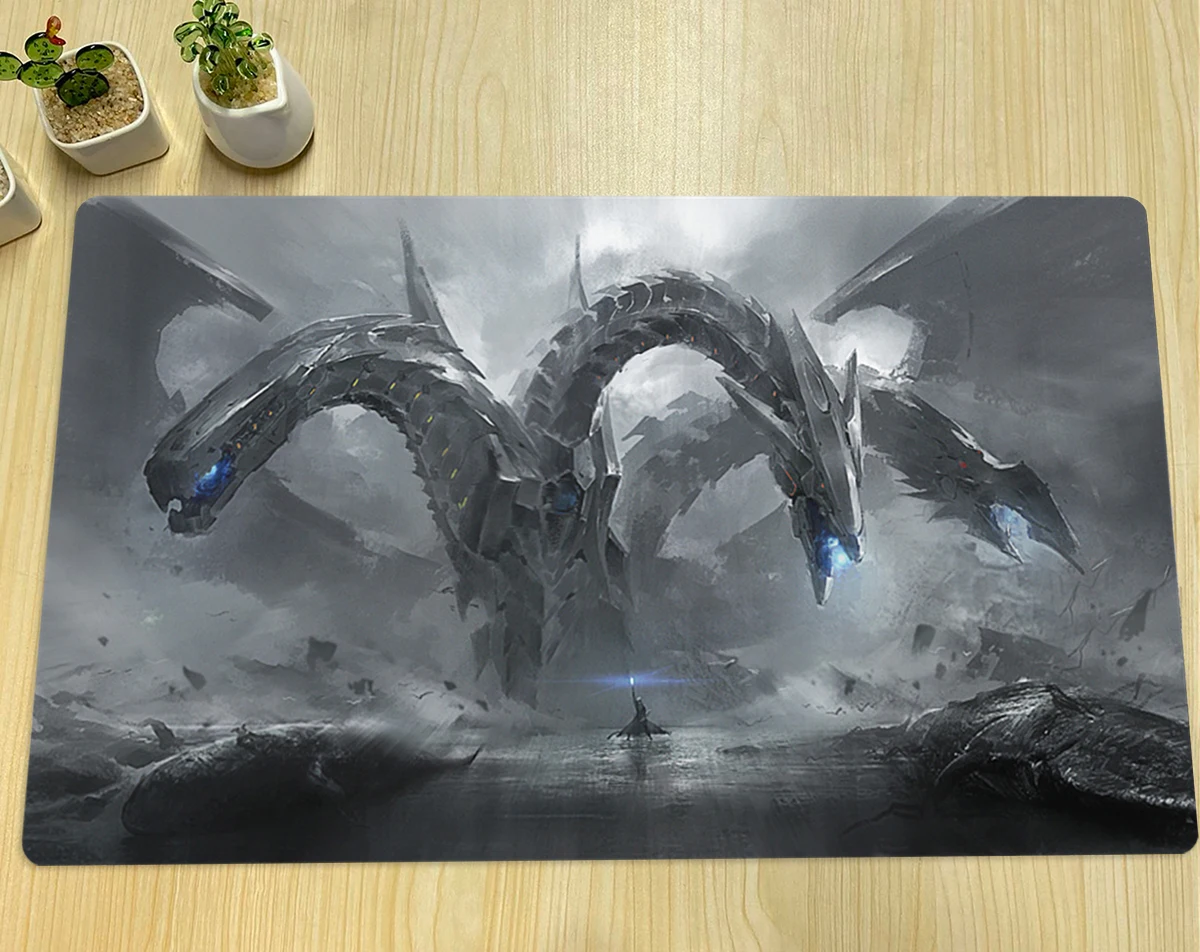 

YuGiOh Playmat Cyber End Dragon TCG CCG Board Game Trading Card Game Mat Custom Anime Mouse Pad Rubber Desk Mat Zones Free Bag