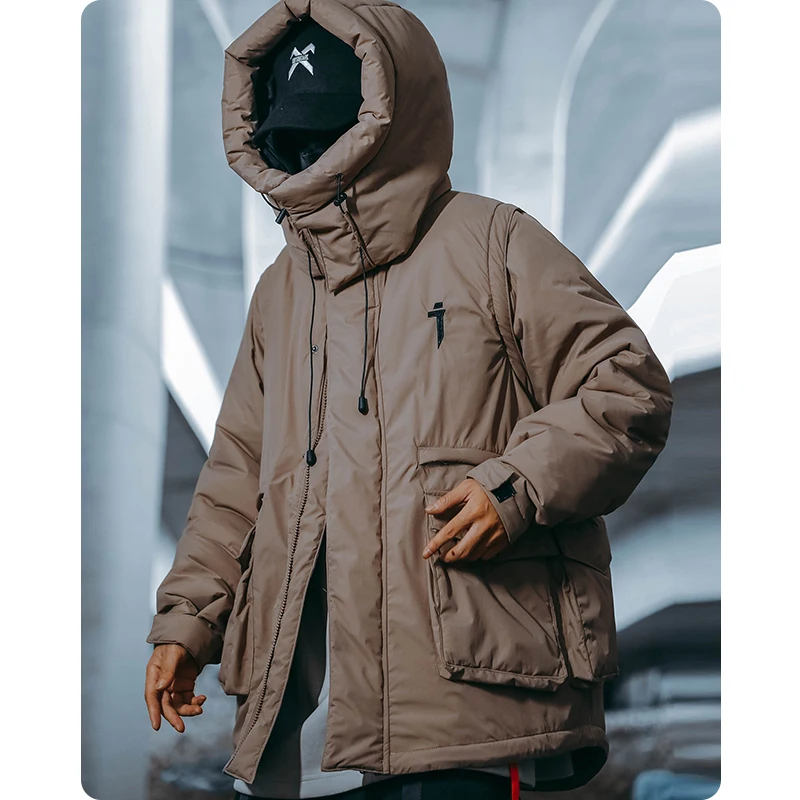 Removable Unisex Male Winter Coat Padding Puffer Jacket Heavyweight Men'S Clothes Varsity Harajuku Hiphop High Street Michalkova