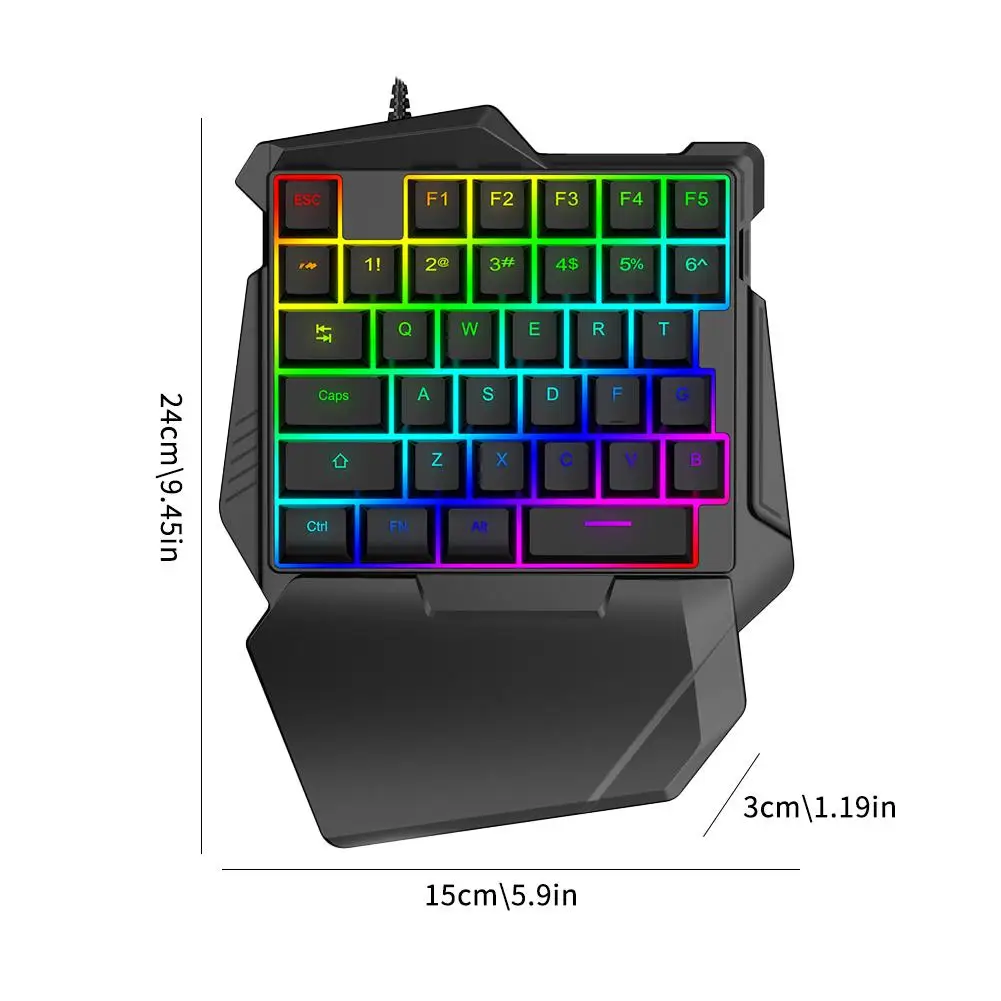 Gamwing G7 Бесшумная проводная игровая клавиатура для одной руки Красочная RGB