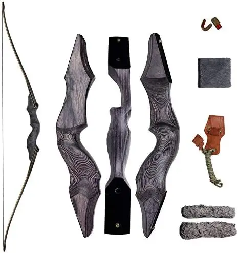 

Takedown Longbow Archery Wooden Archery Bow Included Fur Rest Pad Stringer Tool Tab String Nocks Right and Left Hand for Hunting