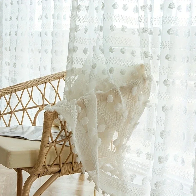 

Прозрачная тюлевая штора тияна с белой полосой для гостиной