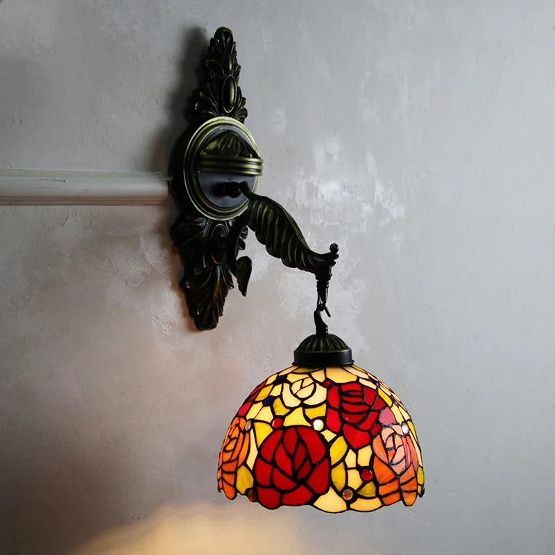 AOSONG Настенный Светильник Тиффани светодиодный винтажный креативный цветной
