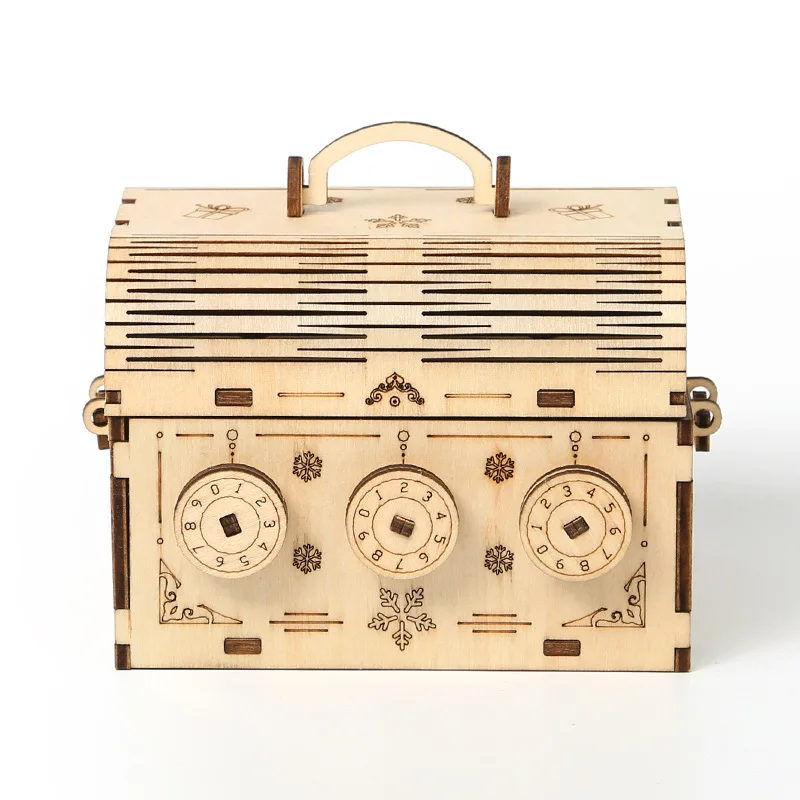 

Children's wooden 3D puzzle password box toy DIY puzzle three-dimensional password box puzzle Christmas gift