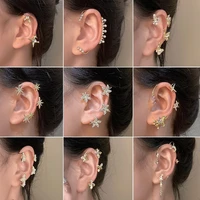 trendy sparkling crystal star butterfly ear clip earring aesthetic women fashion flower ear cuff earrings jewelry gift