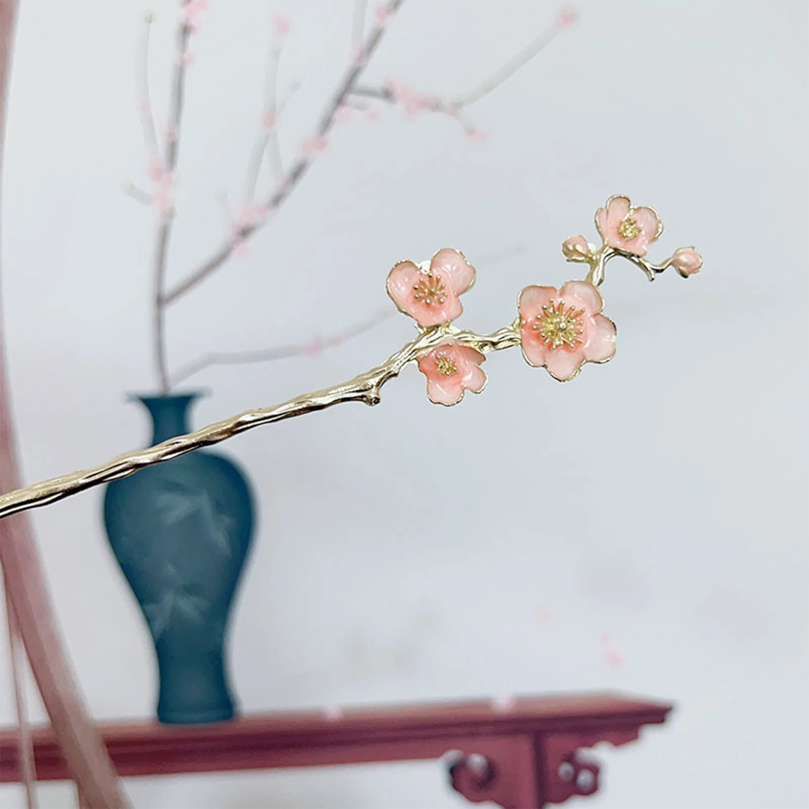 Элегантные розовые цветочные шпильки для волос золотого цвета металлические