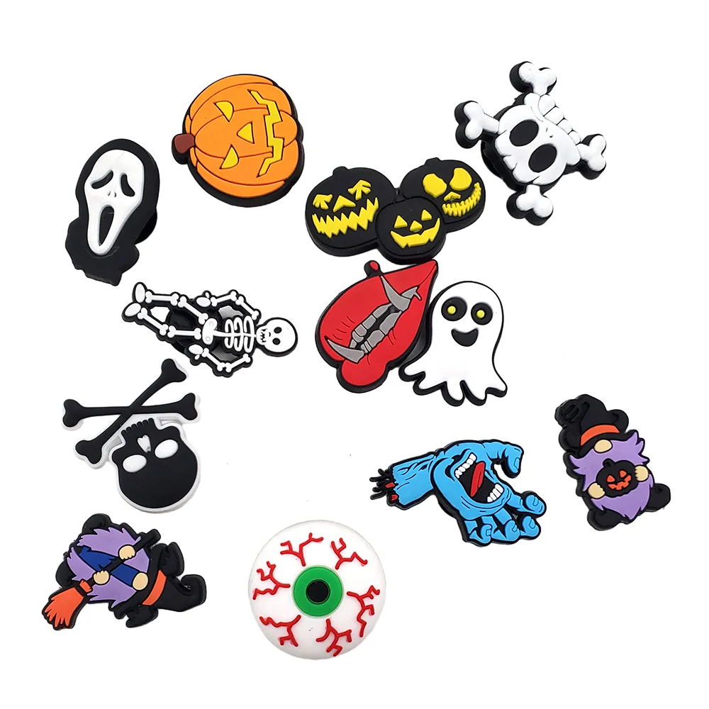 

1Pc Halloween Horror Series PVC Shoes Charms DIY Shoe Accessories Garden Shoe Decoration wristband Croc Charm Clog Jibz Kid Gift