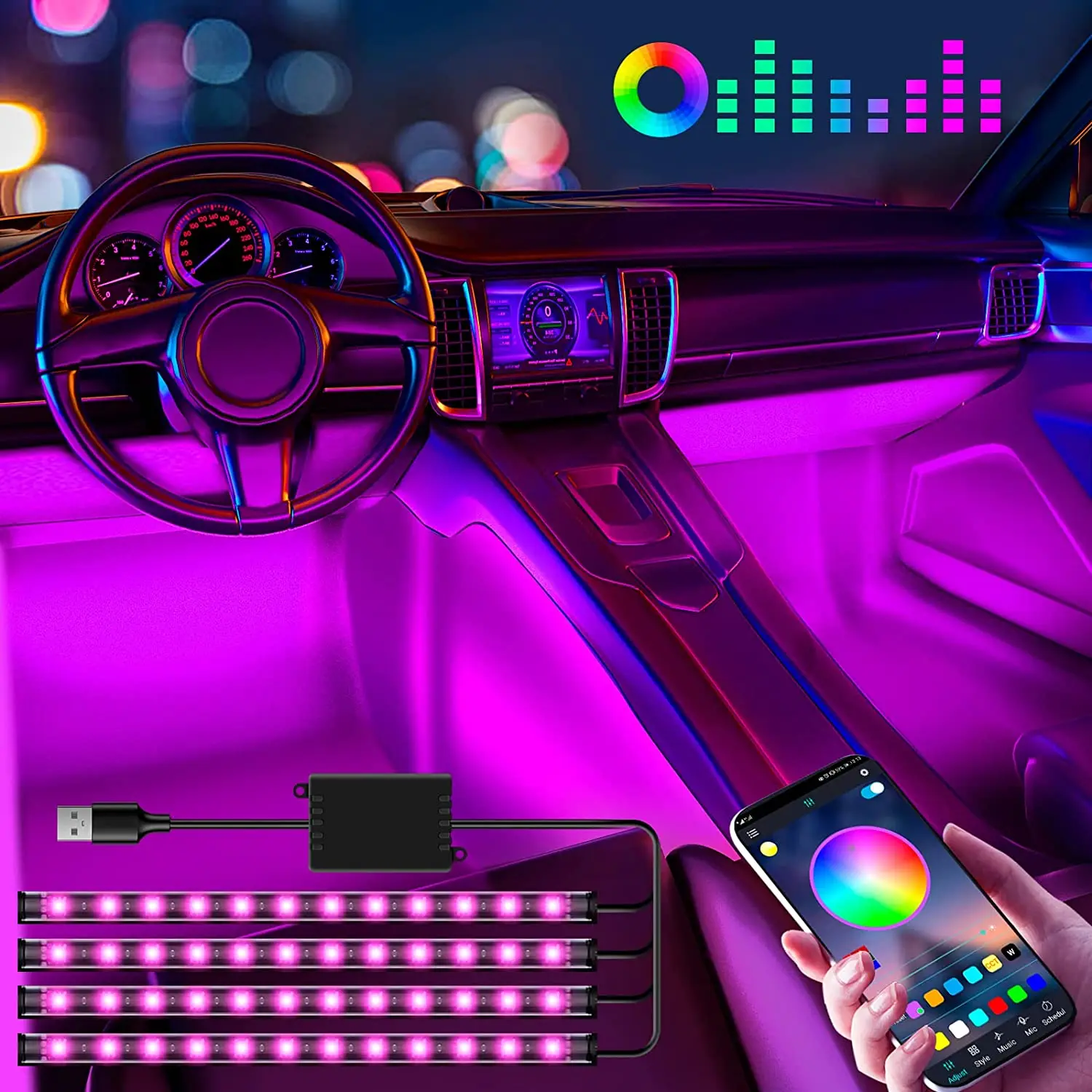 

Светодиодная лента сигарета Usb Автомобильные украшения ножная неосветильник для салона автомобиля автомобильный стиль на вентиляционное ...