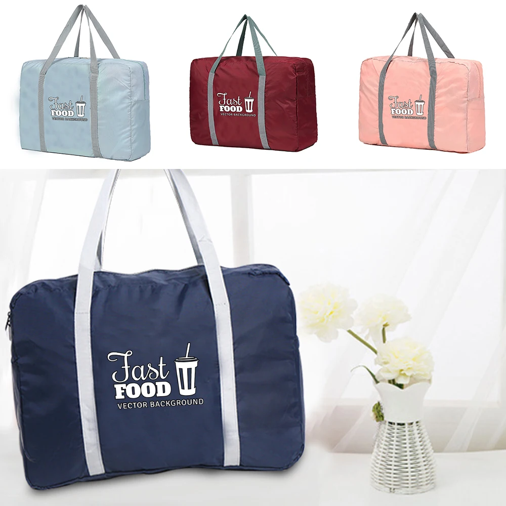 

Foldable Travel Bags Portable Clothing Organizer Women Handbags Fast Food Print Duffle Bag Travel Accessories Luggage Bag