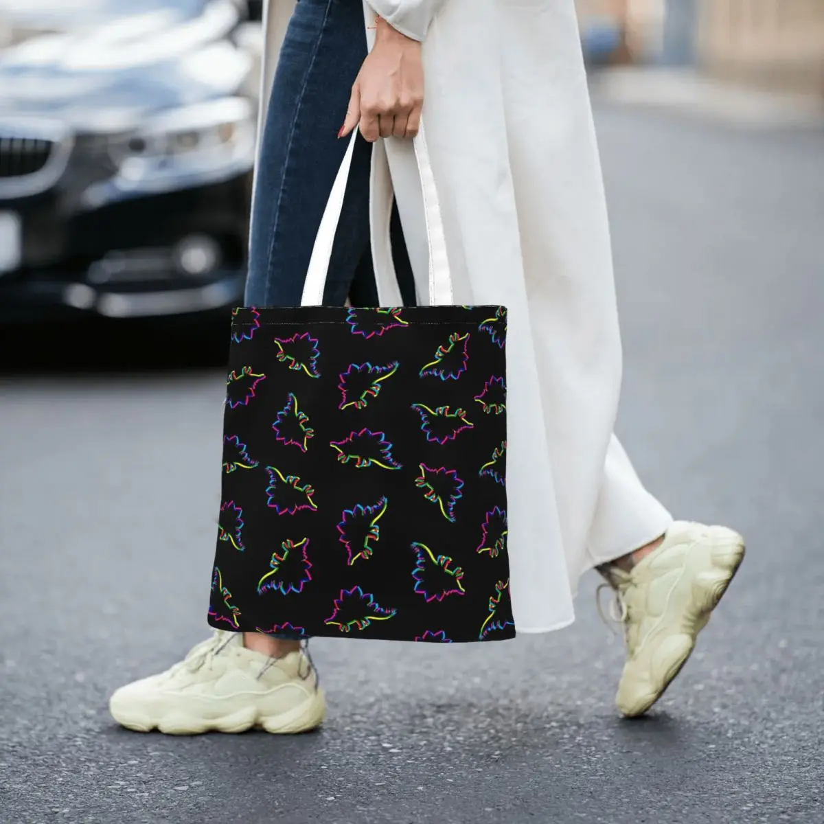 CMYK Stegosaurus (dark) Totes Canvas Handbag Women Canvas Shopping Bag