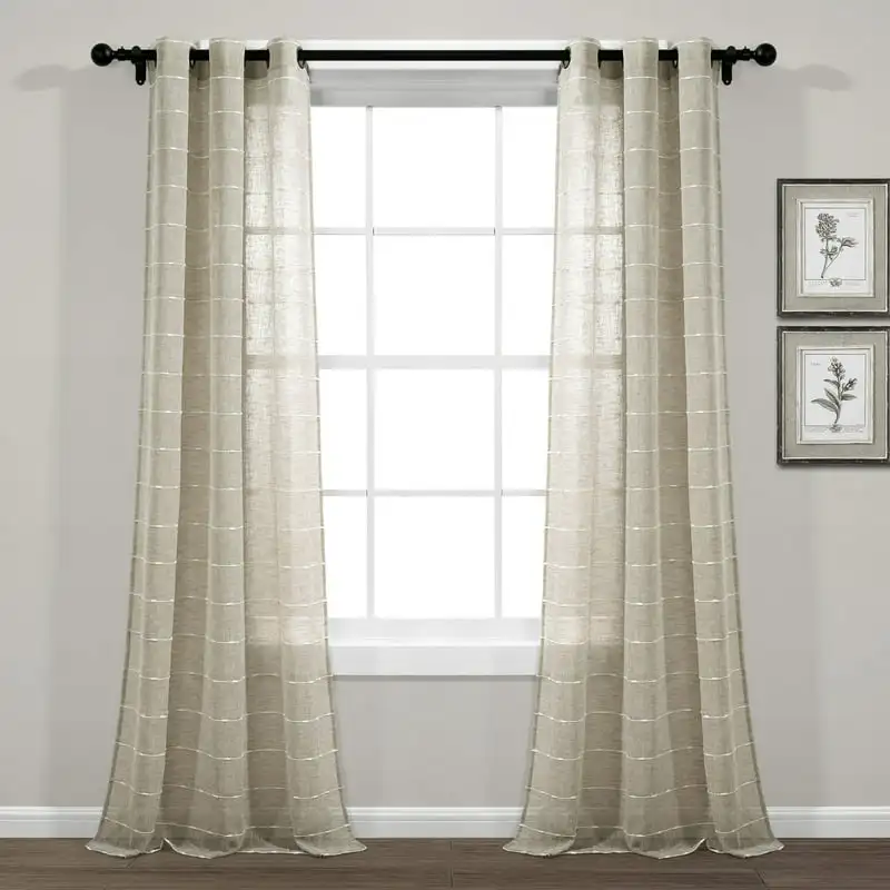 

Textured Grommet Sheer Window Curtain Panels Neutral 38X108 Set