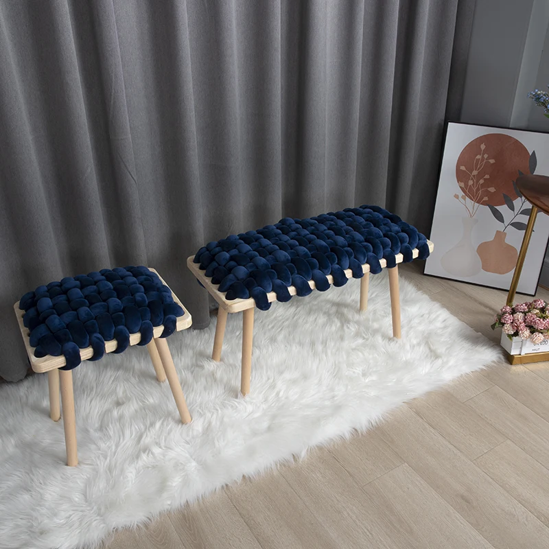 

Living Room Wooden Dining Changing Stool Chairs Nordic Modern Luxury Upholstered Velvet Fabric Leisure Chairs Mirror Stools