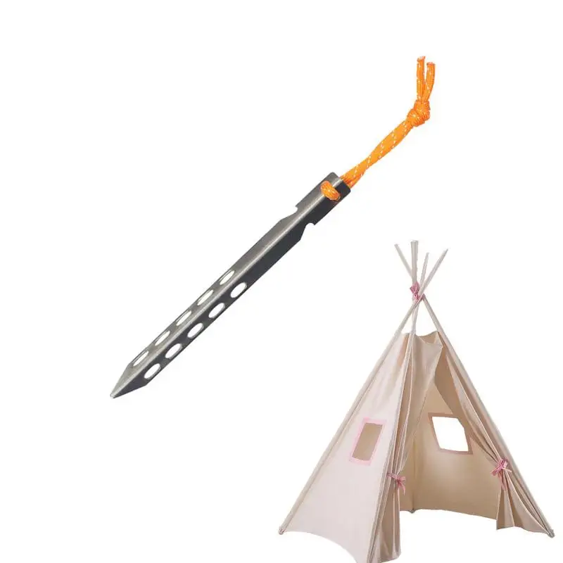 

Camping Ground Stakes 16cm V-Shaped Windproof Titanium Tent Pegs Spikes With Pull Ropes Camping Accessories For Canopies Rain