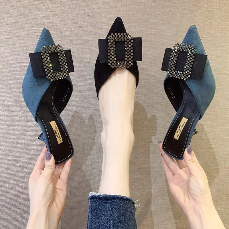

Shoes Pumps Heels Mules High Heels Sexy Women's 2022 Elegant Medium Stiletto Rhinestone Scarpin Party Dresses Designer Slippers