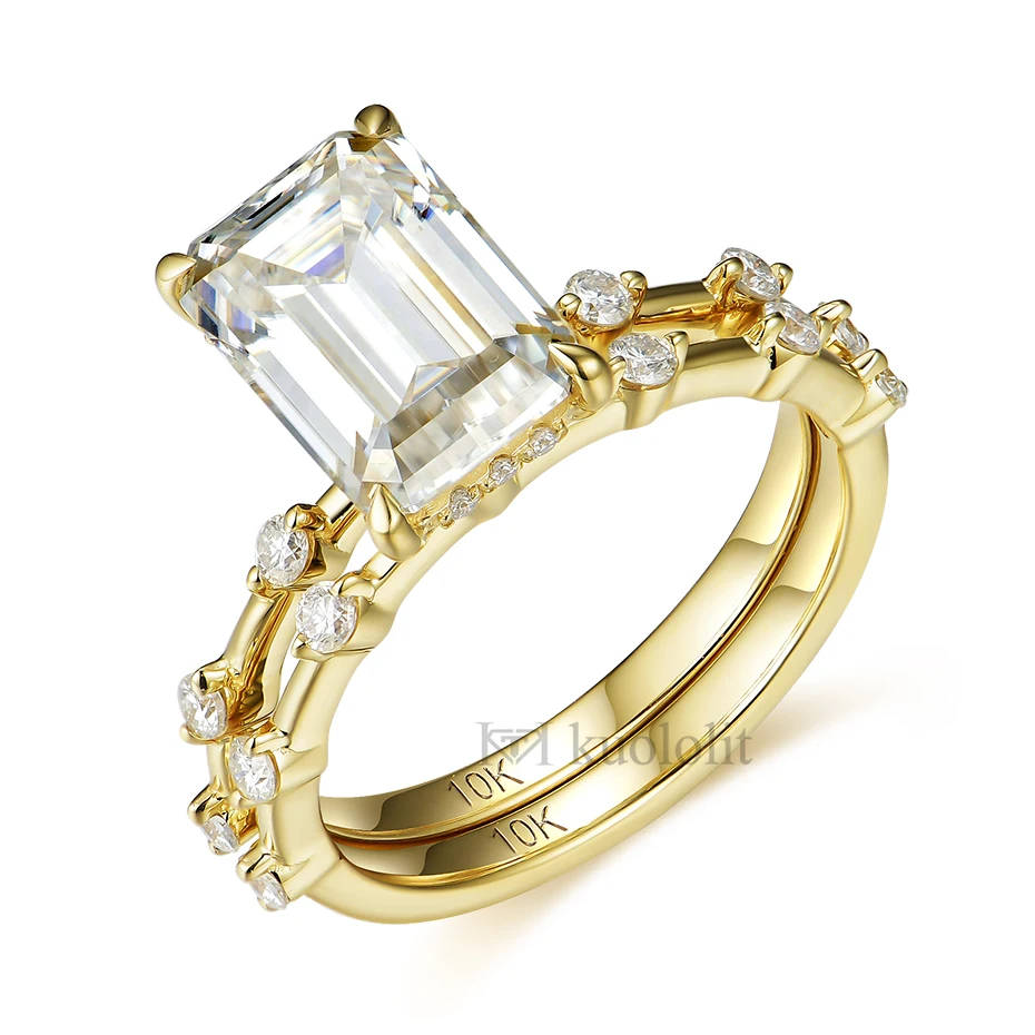 Женское кольцо с изумрудом kuolit 3.5CT Moissanite AU750 18K 14K из белого золота D VVS Hide Halo для