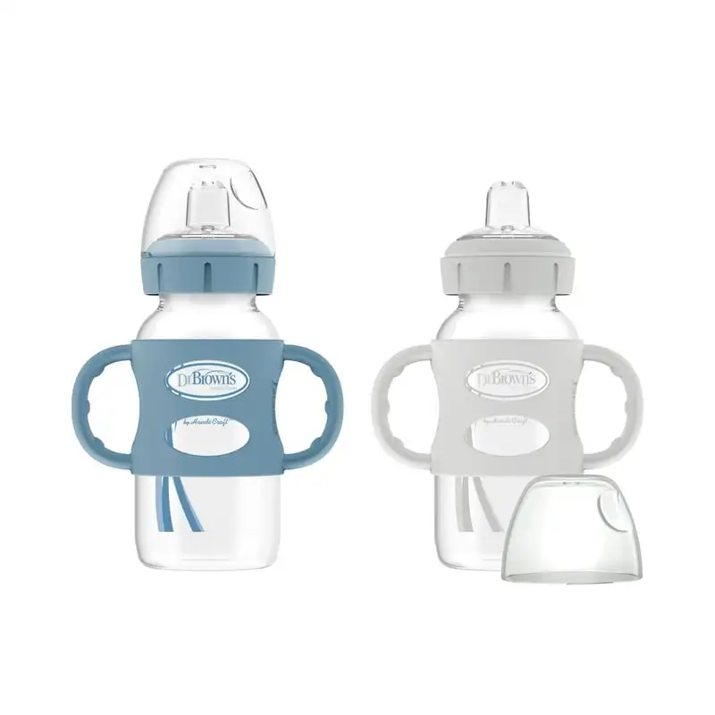 

Brown’s® Milestones™ Wide-Neck Sippy Bottle with 100% Silicone Handles, Easy-Grip Bottle with Soft Sippy Spout, 9oz/270mL,