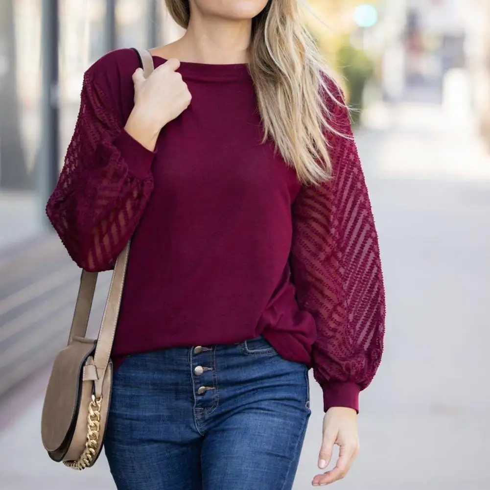 

Женская блузка с круглым вырезом, длинный джемпер из полиэстера с оборками, рубашка для повседневной носки, 2022