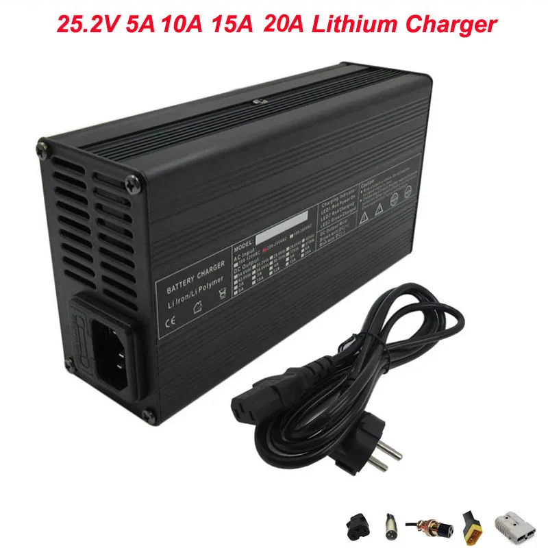 25.2V 5A 10A 15A 20A 25A Ebike Fast Charger 6S 24V 21.6V 22.2V Lithium li-ion Electric Bike Scooter Bicycle Battery Charger