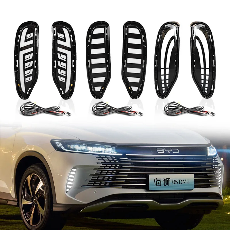 Фото Динамический автомобильный бампер-фонарь для BYD SEAL 05 DMi, дневные ходовые огни (DRL) 2025-2026 гг., автомобильные аксессуары, светодиодная фара, противотуманная фара №1