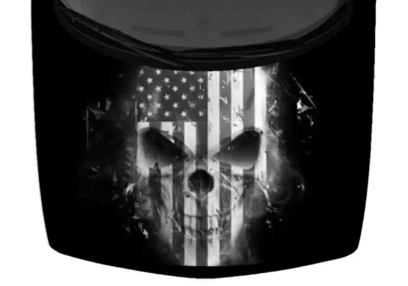 

car sticker Distressed American Flag Stars Stripes Skull Grayscale Pickup Car Truck Hood Wrap Vinyl Graphic Decal