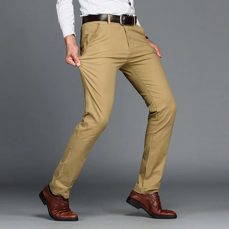 High Quality Men's Casual Pants Fashion Man Trousers High Waist Elastic Cotton Comfortable Straight Tube Business Cargo Pants