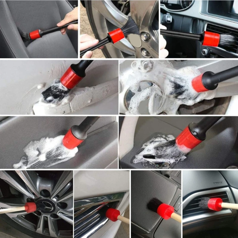 

Y9RC 11Pcs Wheels Cleaning Brush Tire Rim Cleaner Washing Vehicle Detailing Brush Kit