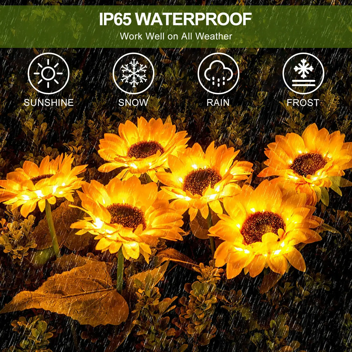 

Подсолнухи на солнечной батарее, наружный садовый фонарь для газона, IP65, водонепроницаемый, для дорожек, внутреннего двора, украшение для св...