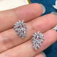2022 novel clear cubic zirconia stud earrings for women fashion luxury wedding accessories fancy girls earrings party jewelry