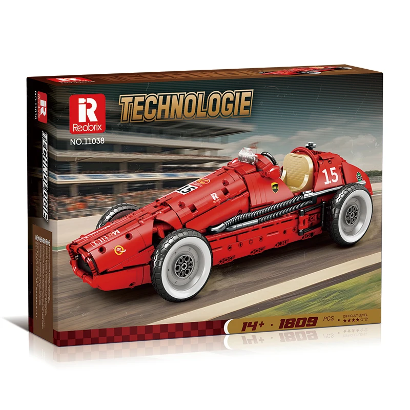 Фото В НАЛИЧИИ Reobrix 11038 MOC Технический 1:8 Винтажный спортивный автомобиль Строительные блоки Кирпичи Модель игрушки для мальчиков Рождественские подарочные наборы №1