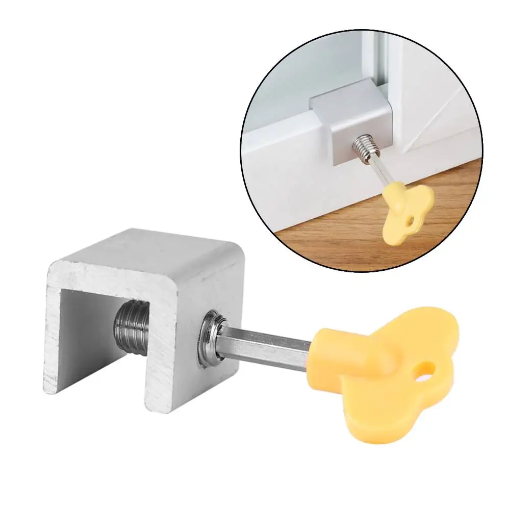 

Aluminum Alloy Sliding Door and Window Lock with Key Security Window Stopper Sash Window Stop Restrictor for Home Office Safety