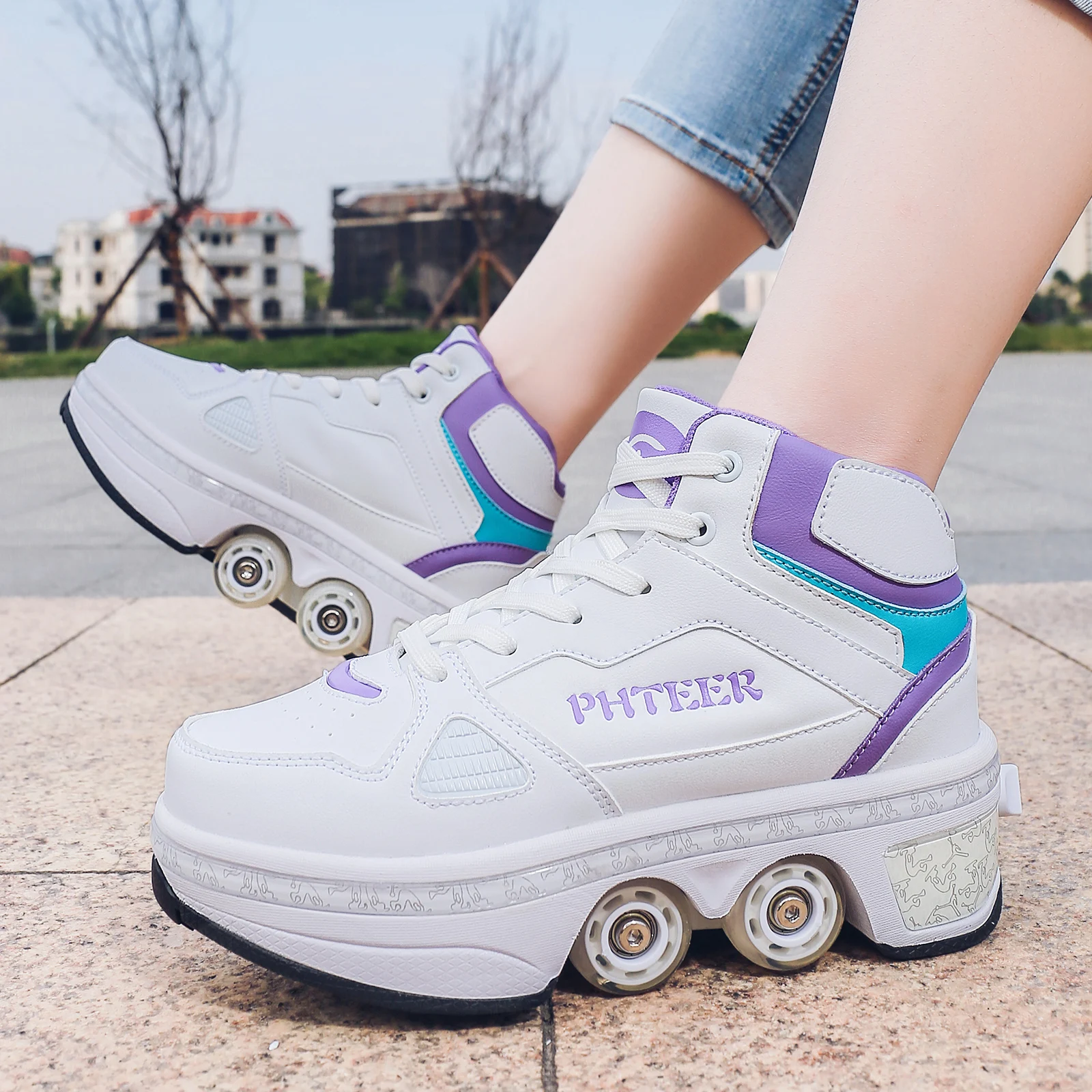 Roller skates Women Deformation Retractable Shoes Girls Sneakers Four Wheels For for boys