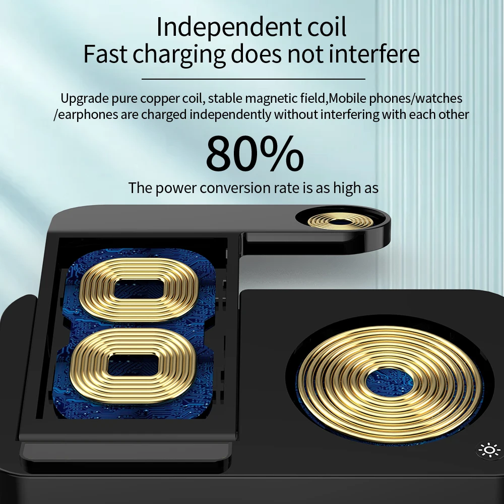 4 in 1 Wireless Charging Station For iPhone 13Pro Max For Samsung S22 Foldable 15W Charger Dock for Airpods Pro Galaxy Watch 4/3