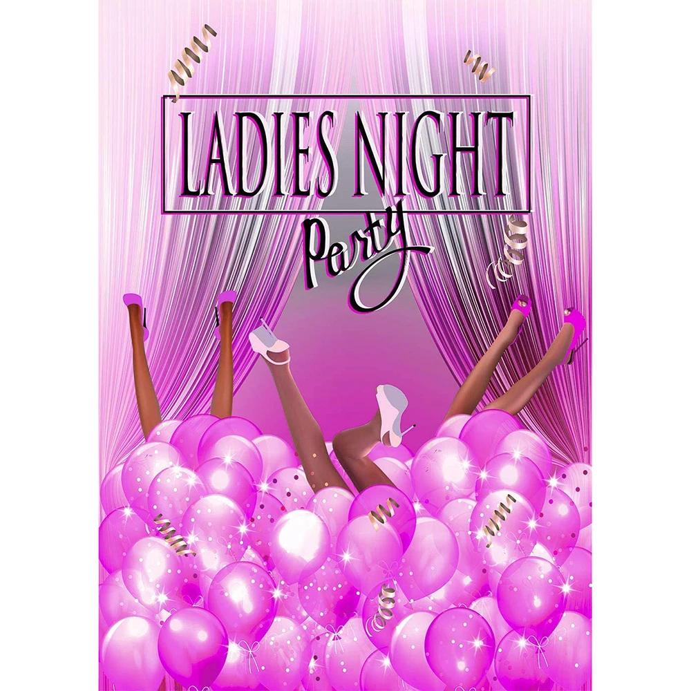 

Ladies Night Backdrop High Heels DIY Bachelorette Weekend Party Wall Banner Photoshoot Pink Background for Girls Women Carnival