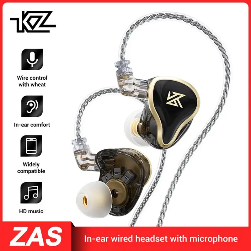 

Наушники KZ Сабо со съемным кабелем, гибридные Проводные Hi-Fi наушники 7BA + 1DD, Спортивная гарнитура с микрофоном, серебристые
