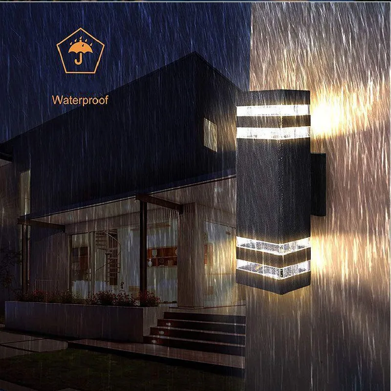 E27 Outdoor Wall Light IP65 Waterproof Up Down Aluminum Lights Lighting Garden Light Double Head Wall Lamp Corridor Lighting