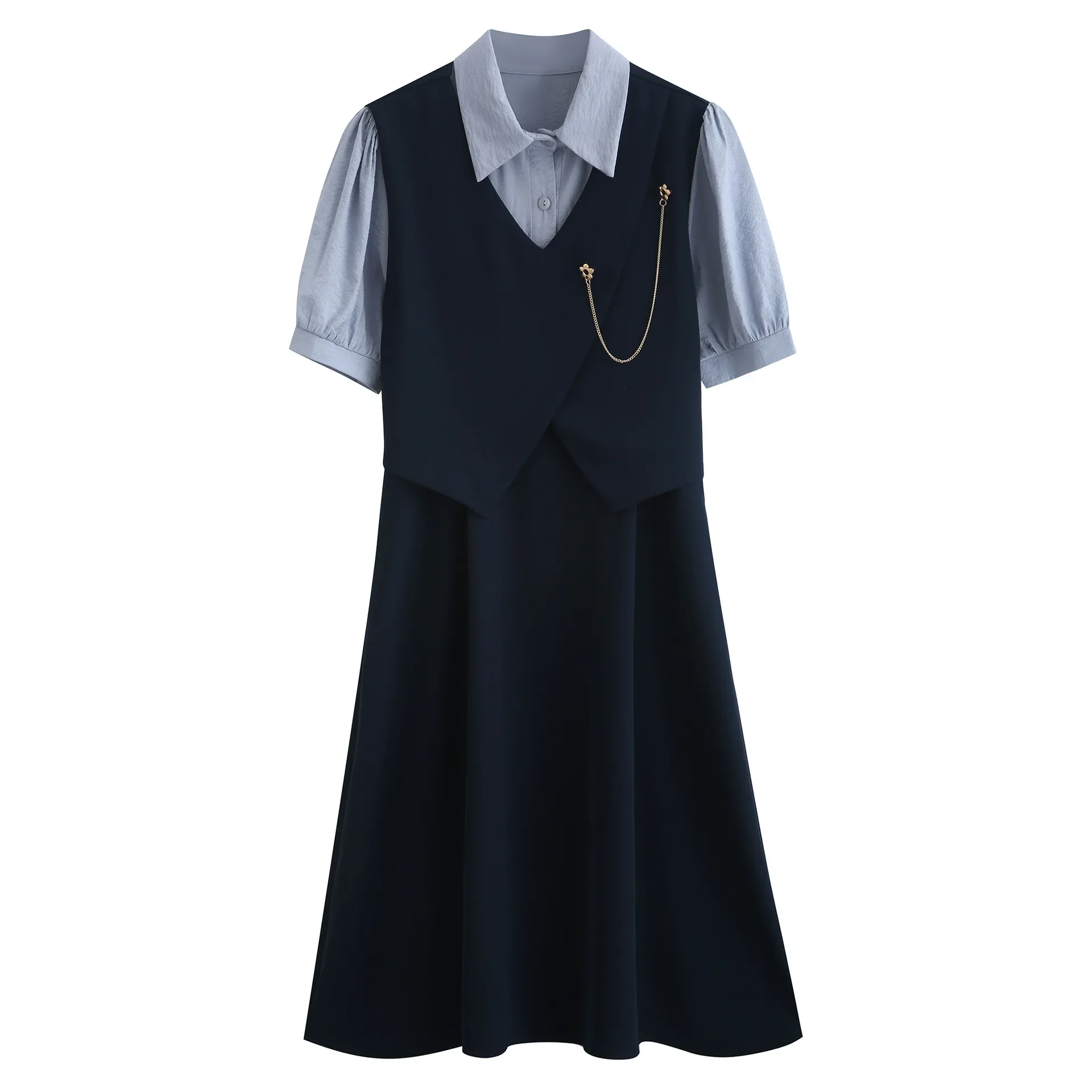 Французская Винтажная футболка из двух предметов женская одежда летняя для