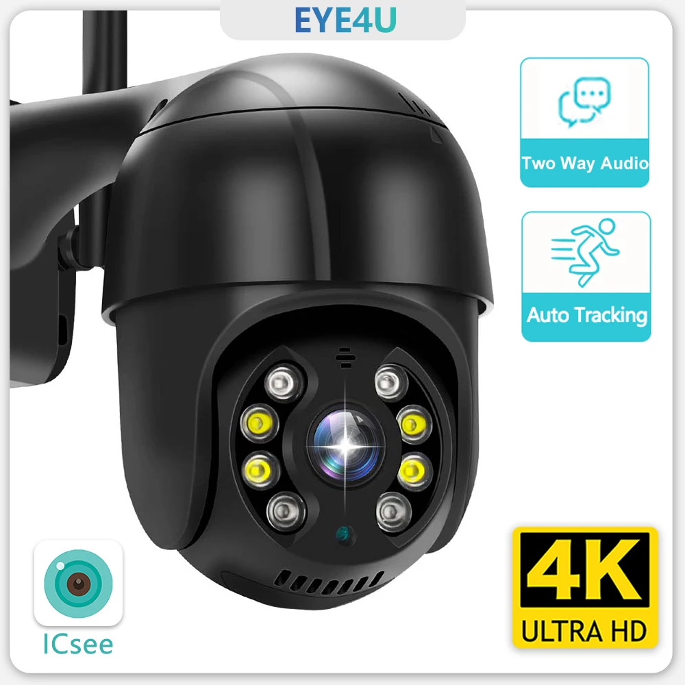

4K 8MP IP Camera WiFi FHD Wireless Video Surveillance Outdoor CCTV NVR System 4X Zoom Auto Tracking PTZ Camera Alexa H.265 ICsee