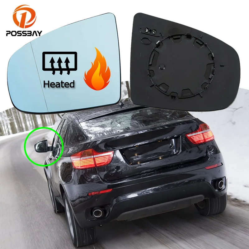 

POSSBAY Pair Car Door Mirror Glass Heated Left Right for BMW X6 E71 E72 X5 E70 2007-2014 51167174981 51167174982 Exterior Parts