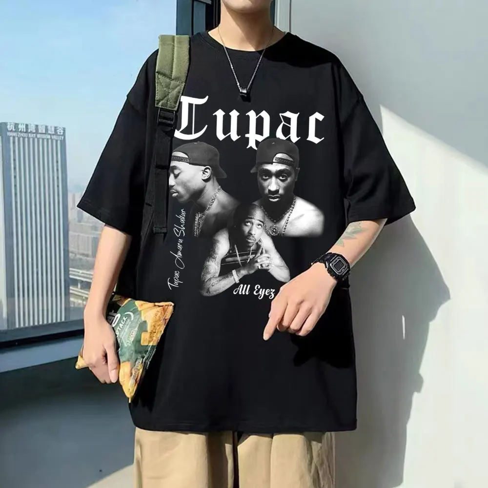 Купи Rapper Tupac 2pac Hip Hop Tshirt Men Women Cotton T Shirt Male Streetwear Man Oversized Short Sleeves Tee Summer Fashion T-shirt за 404 рублей в магазине AliExpress