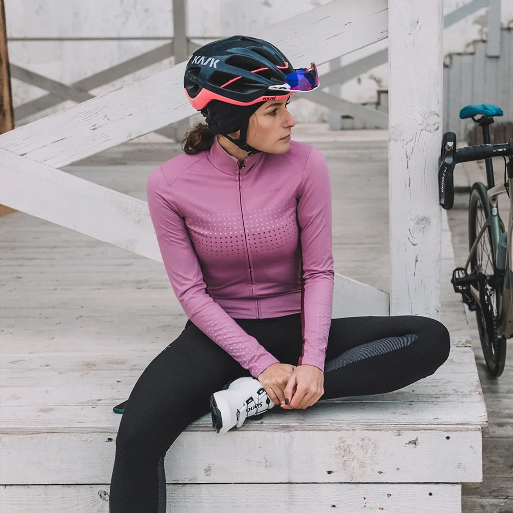 Женская велосипедная куртка Santic зимнее ветрозащитное флисовое теплое