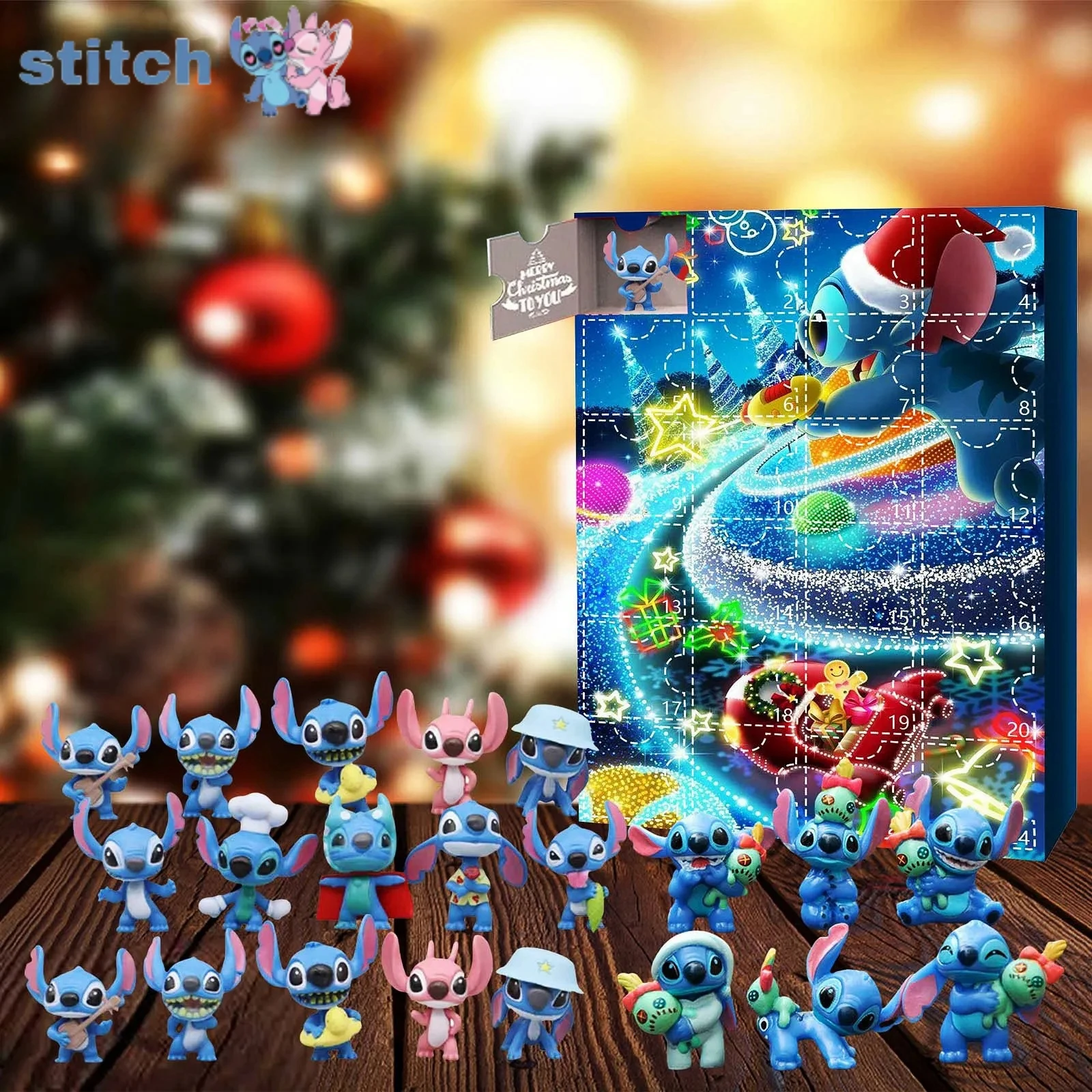 

Disney Christmas Stitch Mickey Mouse Gift Box Kids 24 Days Christmas Advent Calendar Toy Story Yoda Anime Figure Toy Boys Girls