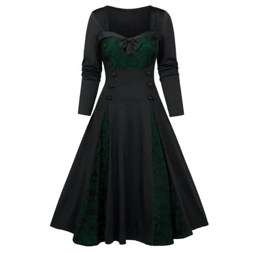 

Женское банкетное платье с бантом и пуговицами, кружевное вышитое платье в стиле панк для выпускного вечера, сценического шоу